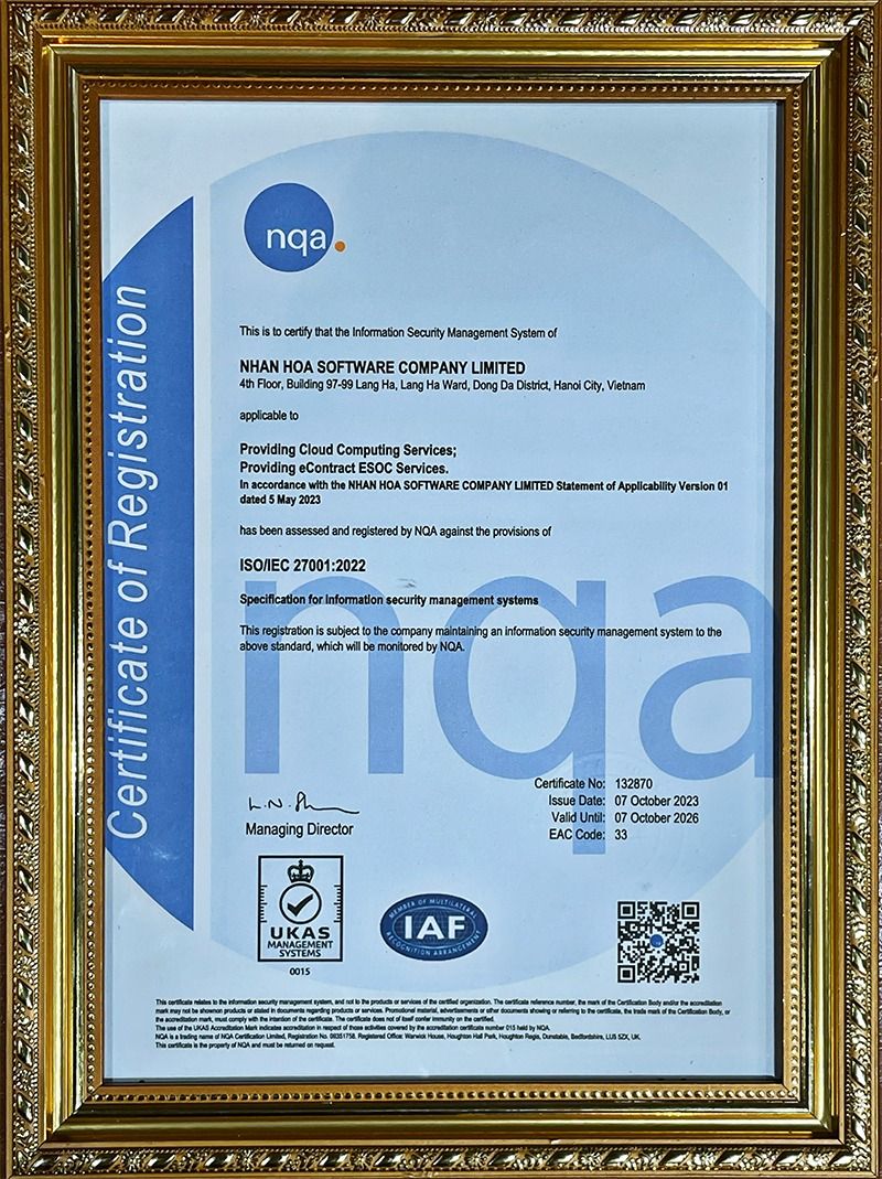 Lễ trao Giấy chứng nhận Hệ thống Quản lý An toàn Thông tin ISO/IEC 27001:2022