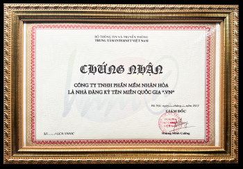 Chứng nhận Nhà đăng ký Tên miền Quốc gia .VN